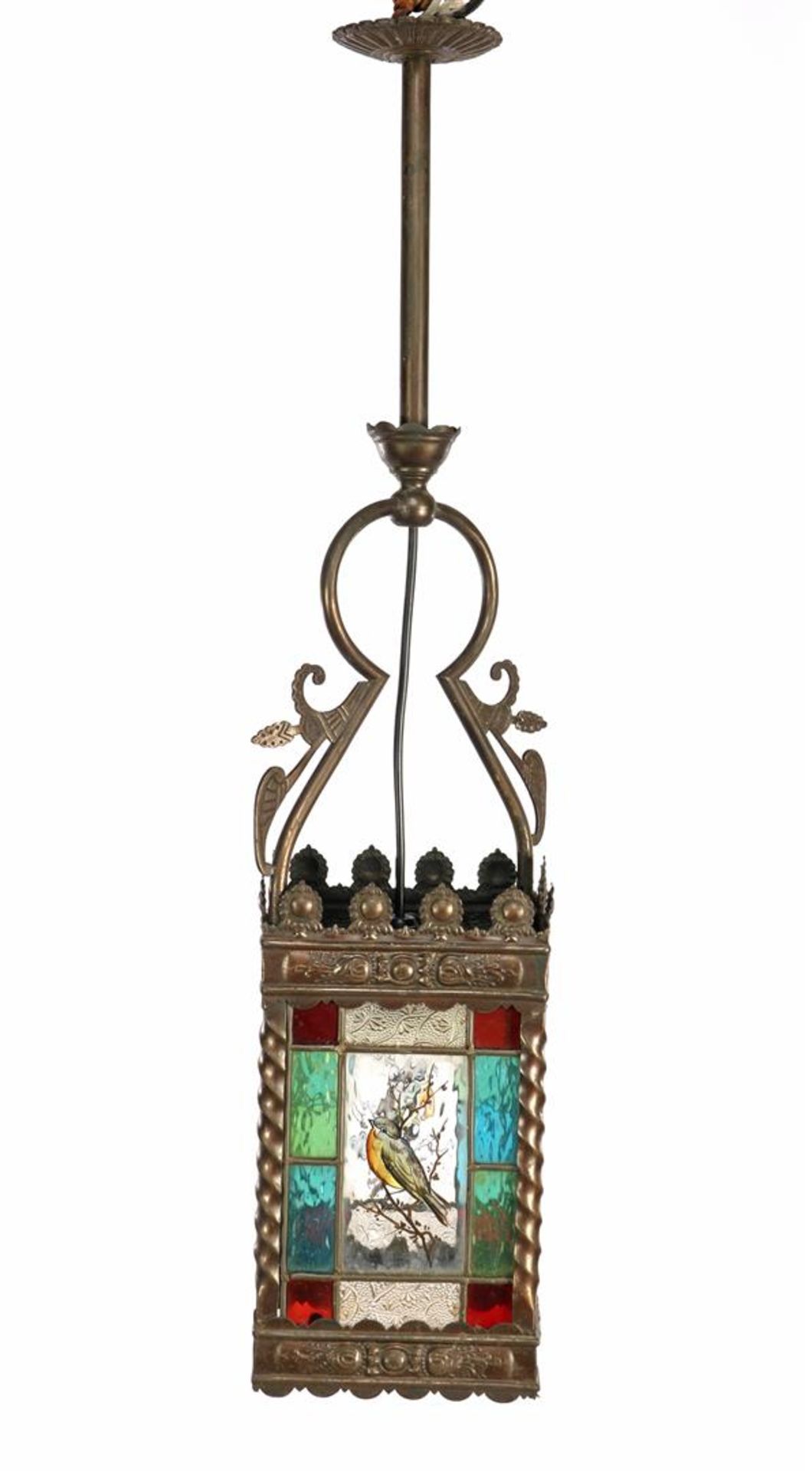 Stained glass hall lamp with colored glass