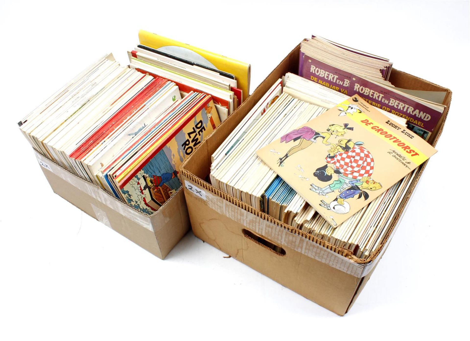 Box with various comic books