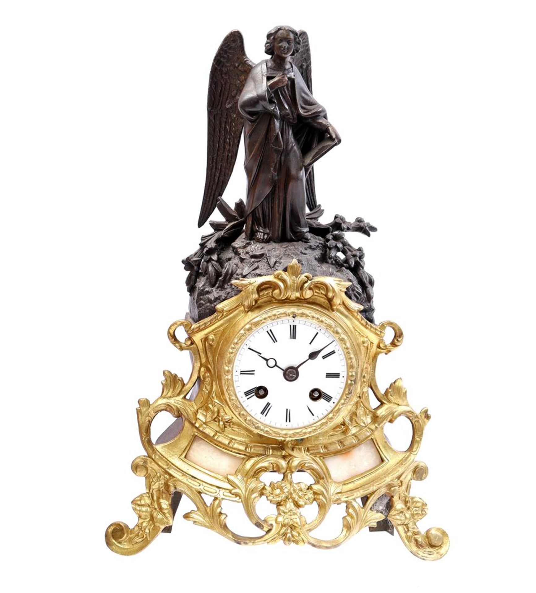 Table clock with zamak angel Gabriel on top