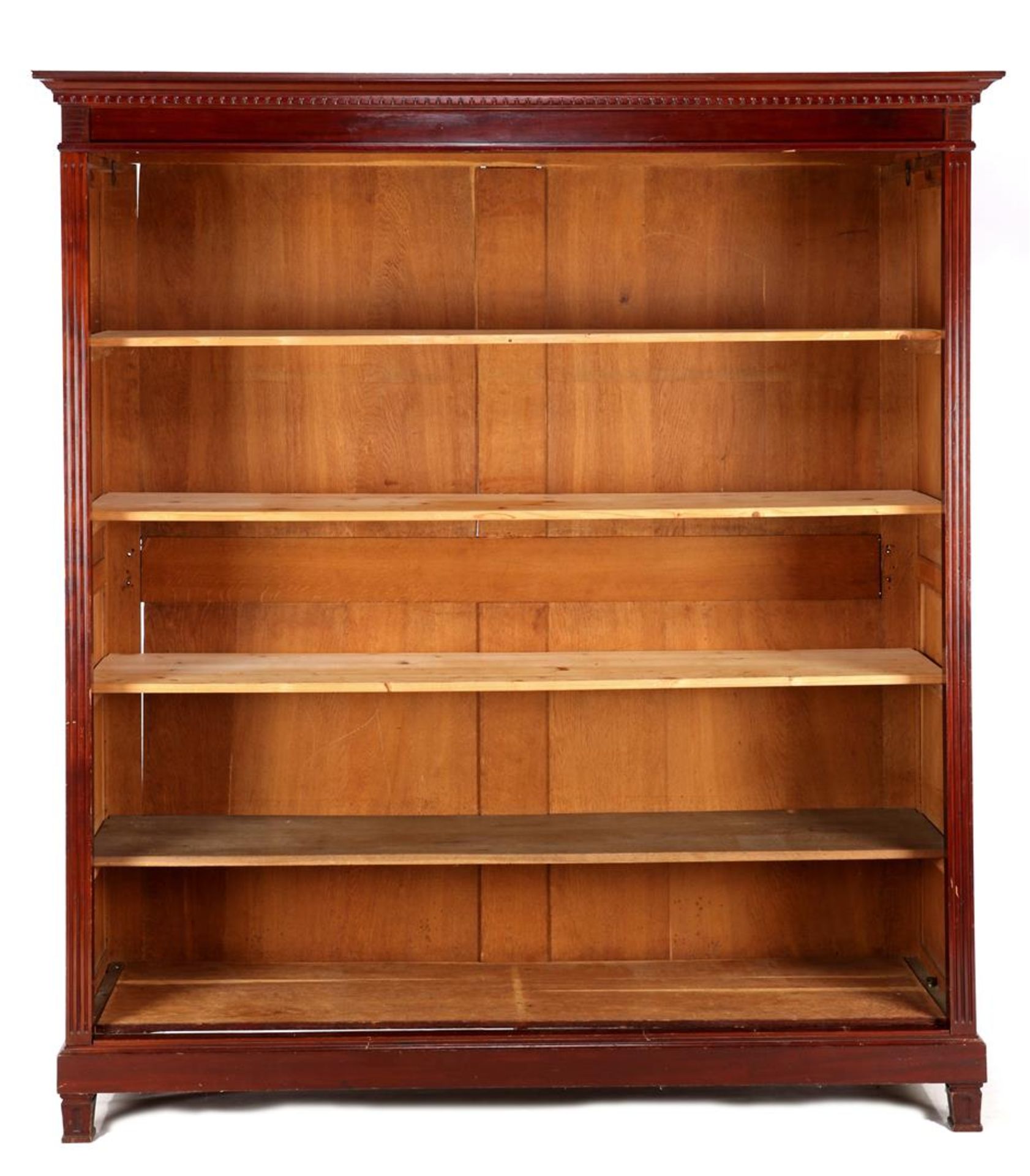 Mahogany veneer open bookcase