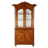 2-piece cherry wood china cabinet