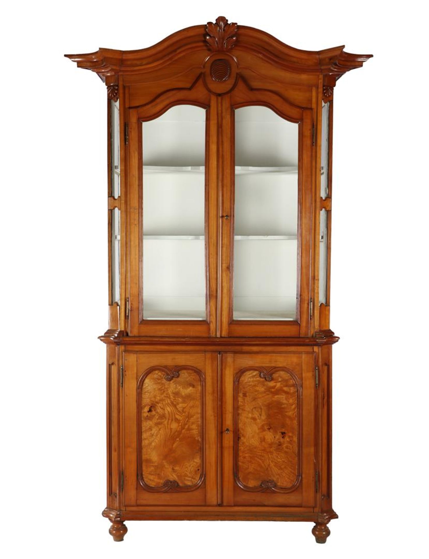 2-piece cherry wood china cabinet 