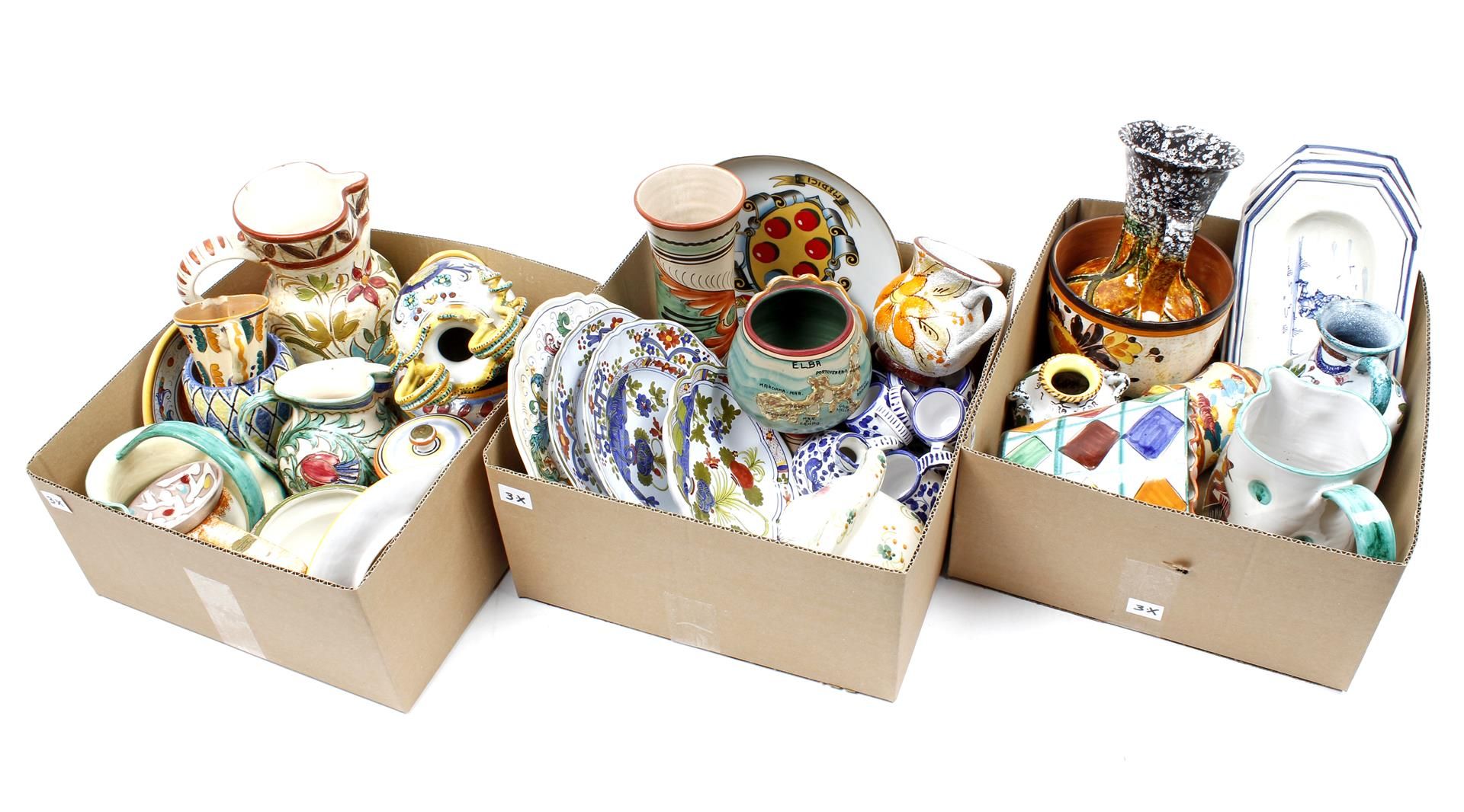 3 boxes earthenware