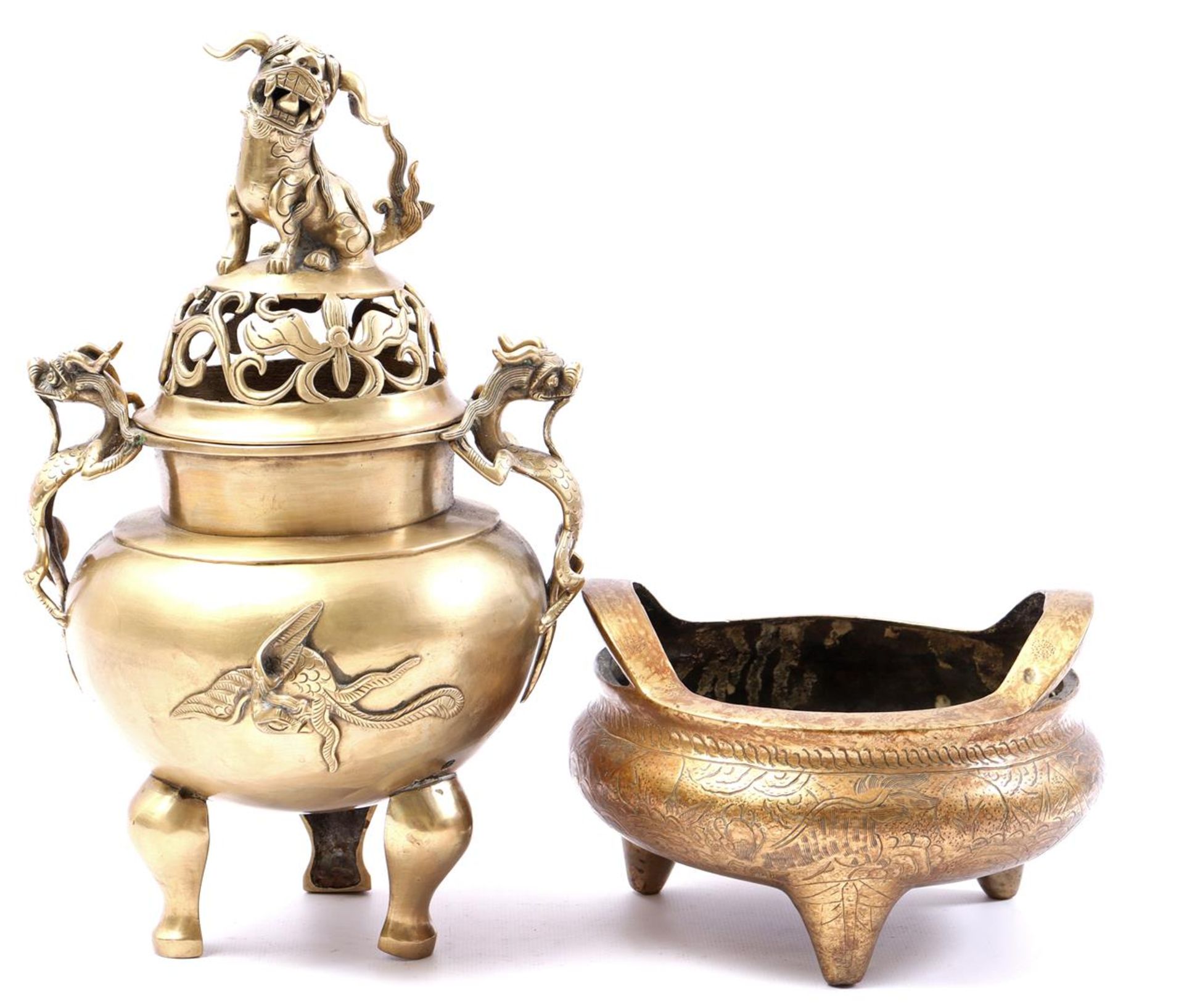 Brass incense burner with dragon 