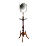 Mahogany and walnut veneer adjustable shaving mirror