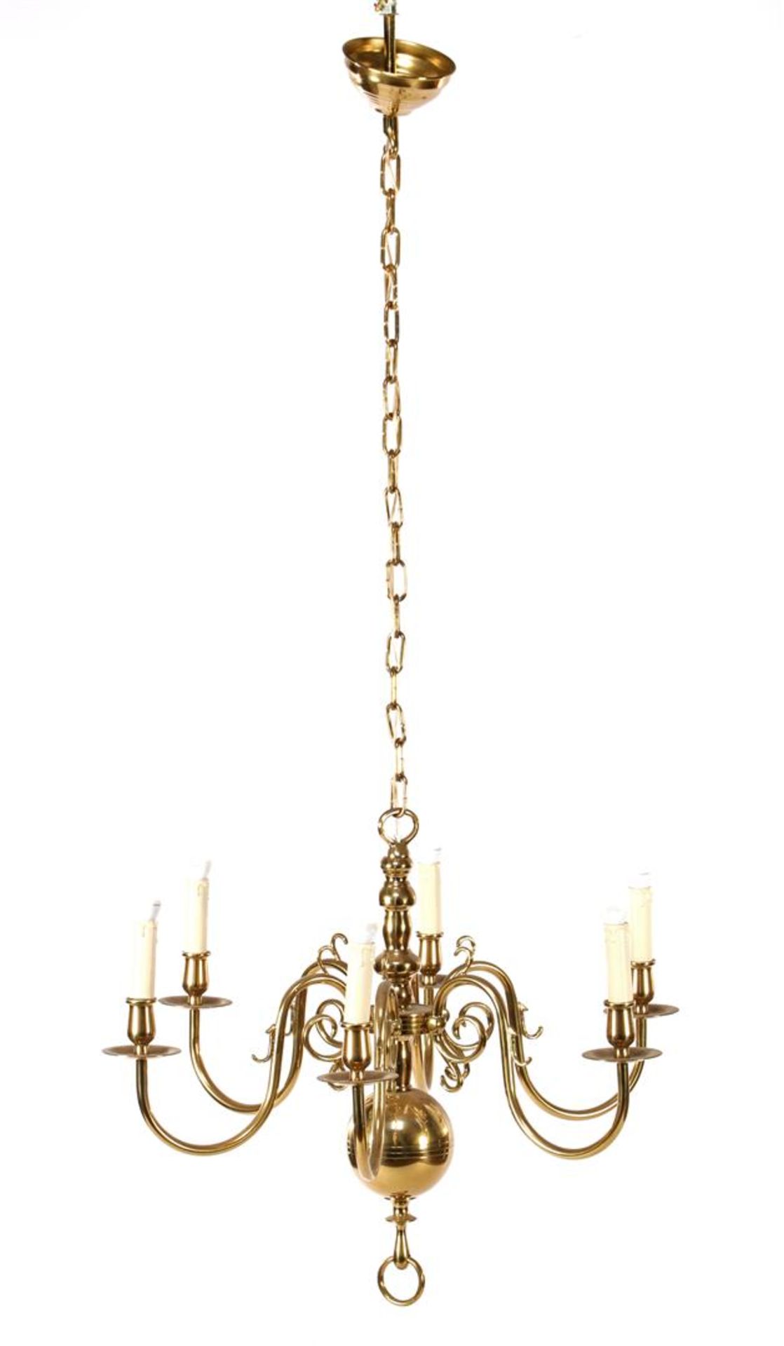 Brass 6-light globe chandelier