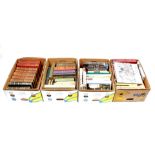 4 boxes with books