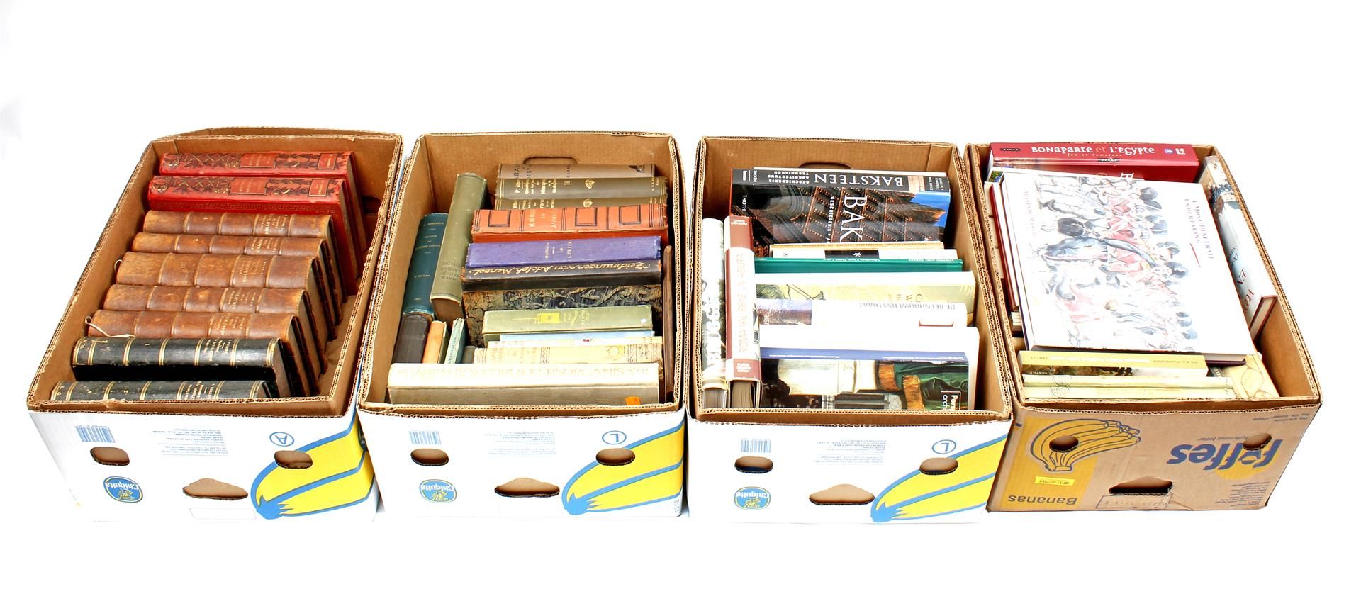 4 boxes with books