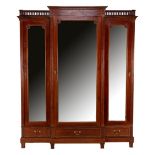 Mahogany veneer on oak Louis Seize style 3-door cabinet