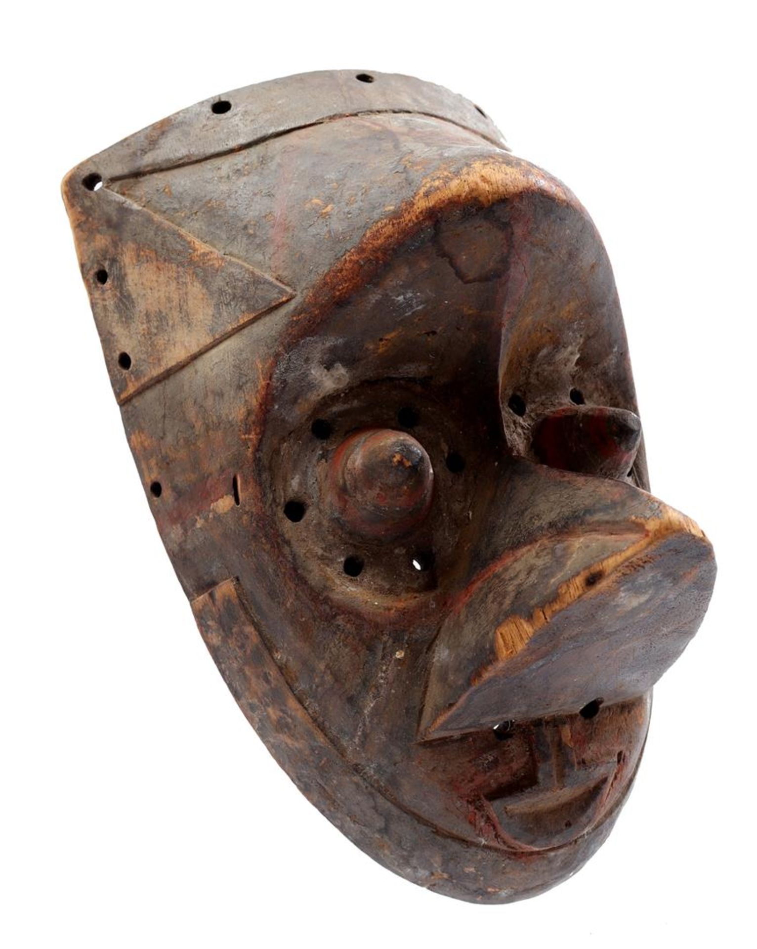 Wooden ceremonial mask with remains of polychrome