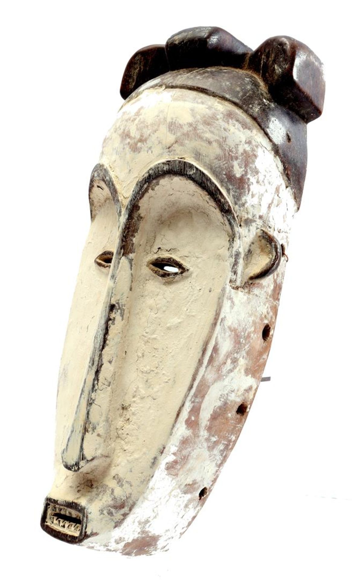 Wooden ceremonial mask decorated with kaolin - Bild 2 aus 3