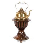 Walnut tea stove and copper kettle