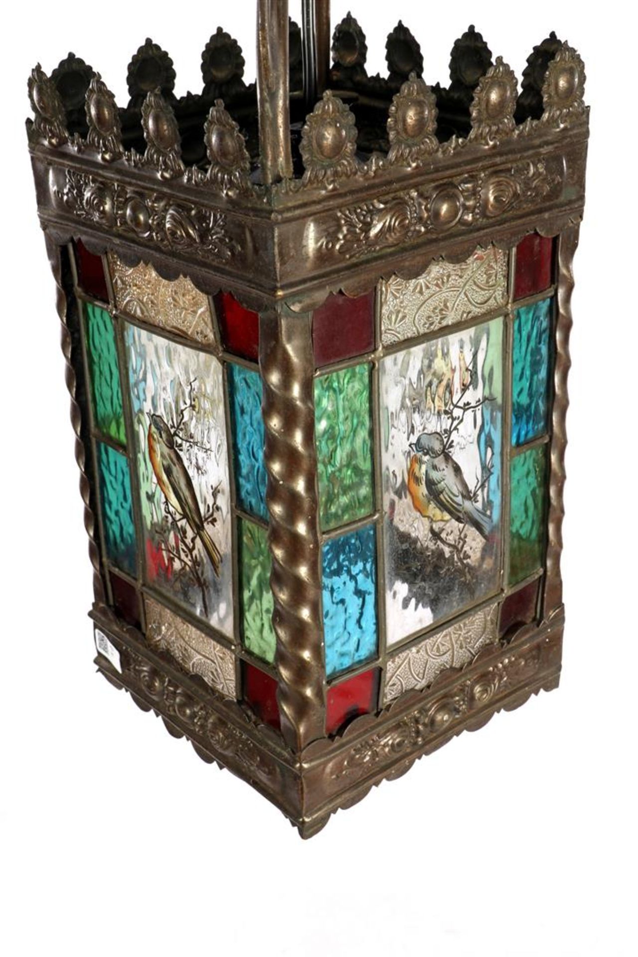 Stained glass hall lamp with colored glass - Image 3 of 3