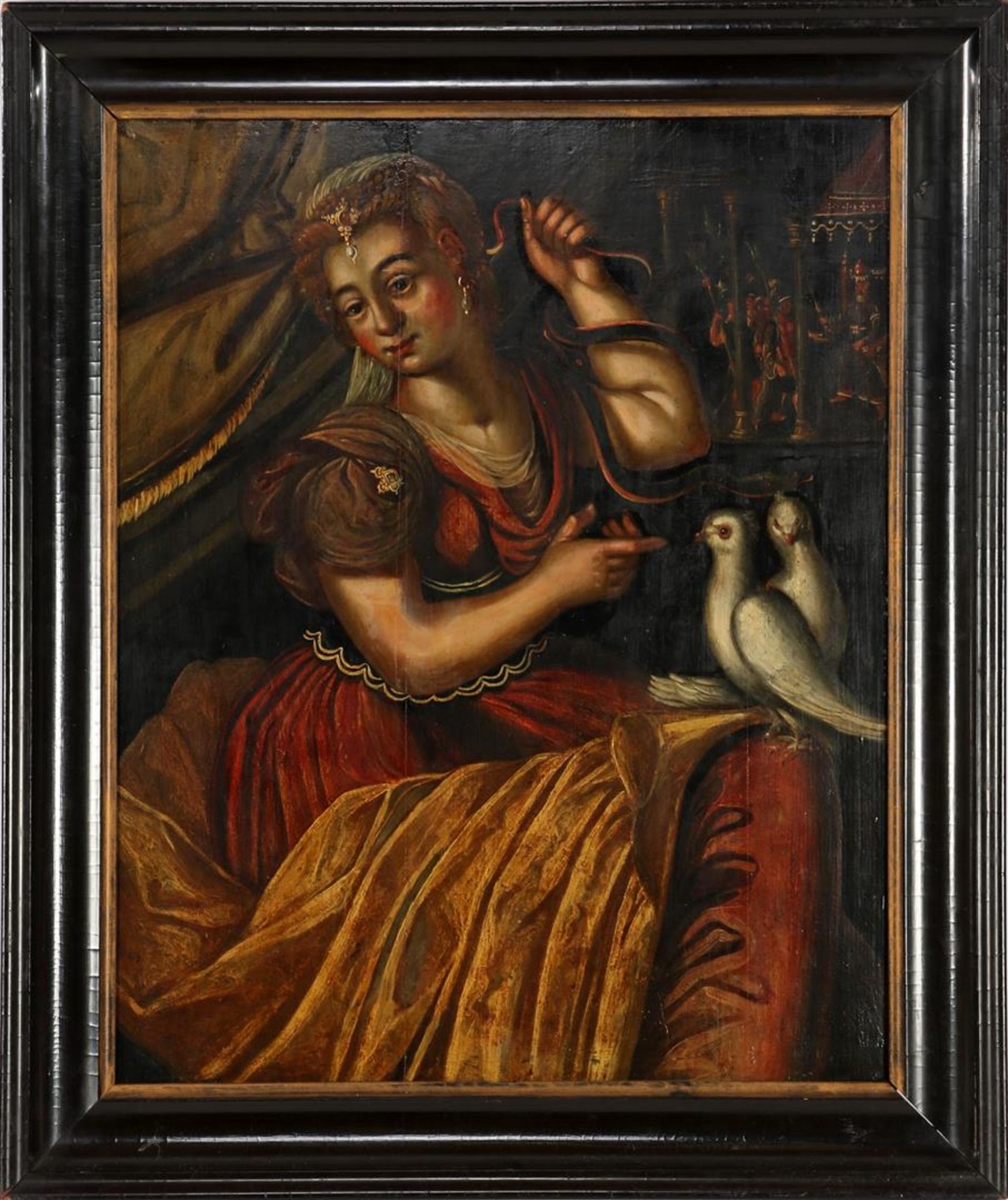 Anonymous, woman with snake and 2 doves