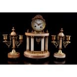 Natural stone 3-piece mantel clock