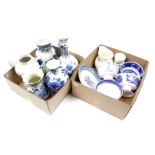 2 boxes with Dutch earthenware