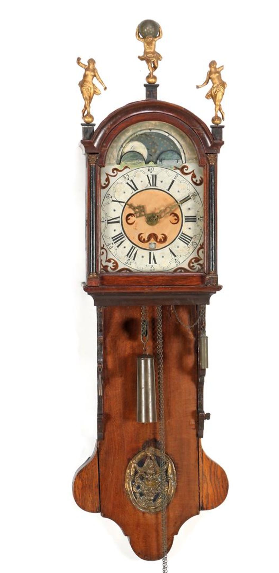 Frisian tail clock with day and moon phase