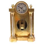 Brass table clock with columns
