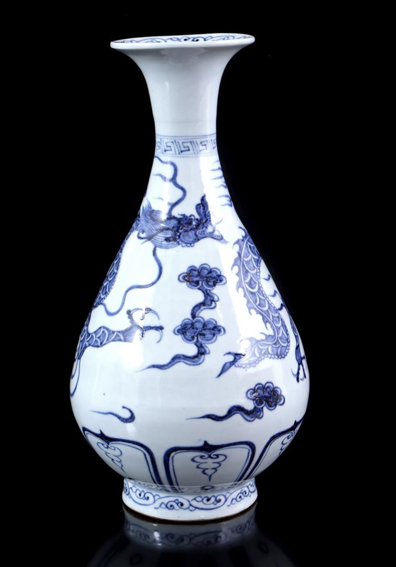 Porcelain collar vase with blue and white