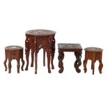 4 richly decorated wooden tables