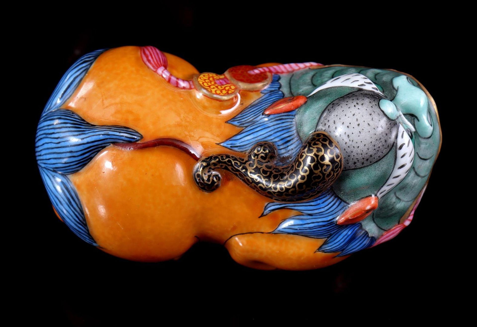 Polychrome colored porcelain incense holder - Image 4 of 5