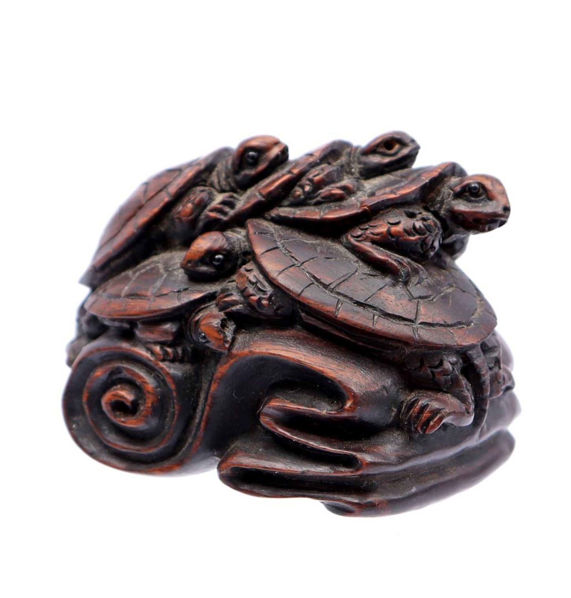 Japanese boxwood netsuke of turtles 