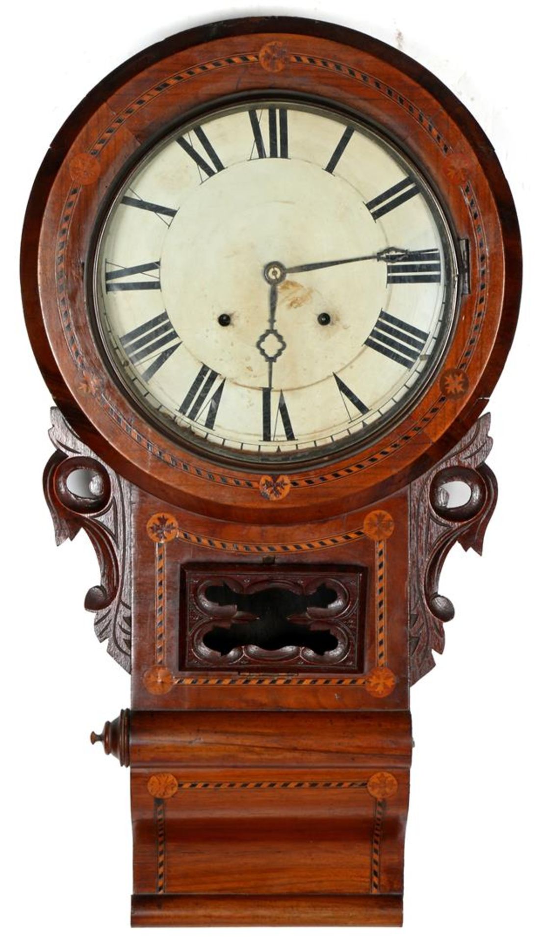 Walnut veneer wall clock - Image 2 of 2