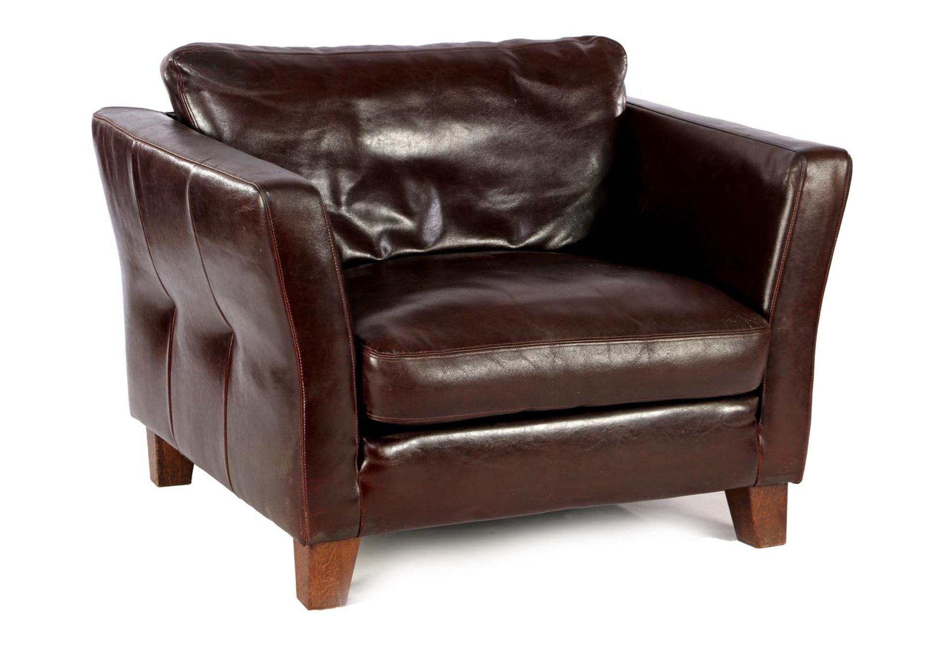 Brown leather love seat 