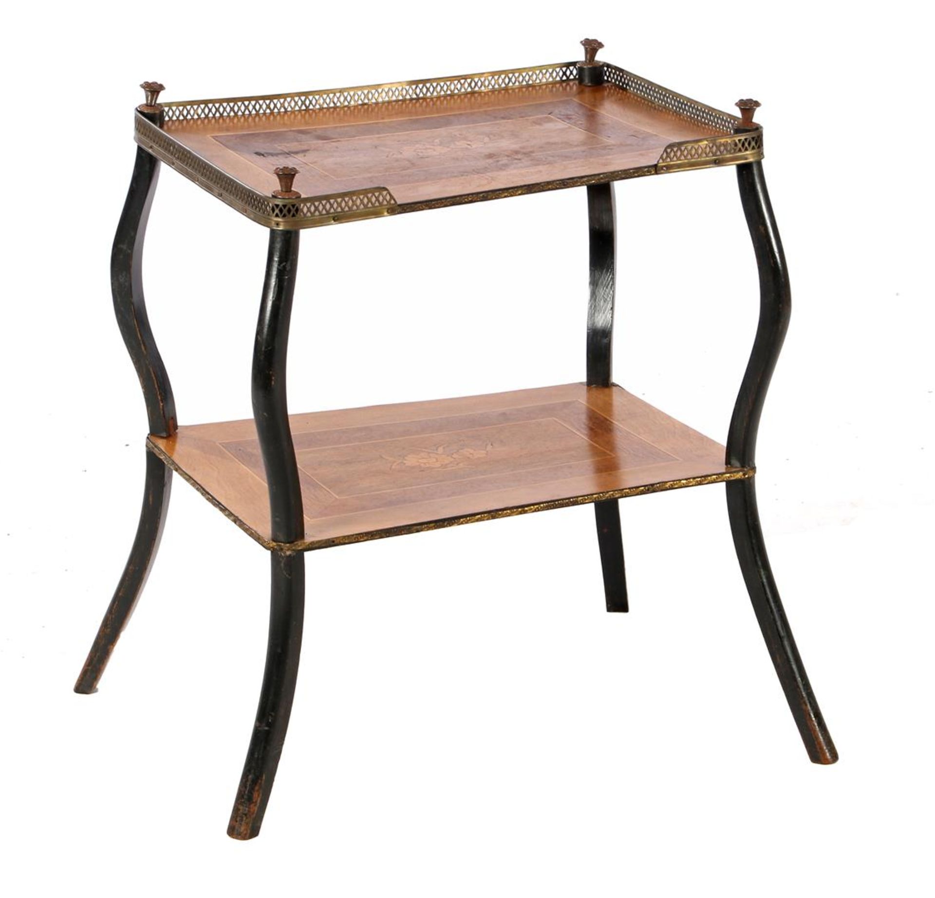 Shelf table made of veneer of various types of wood