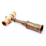 Brass corkscrew with bone handle