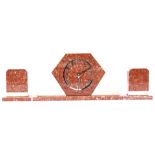 Marble Art Deco mantel clock set