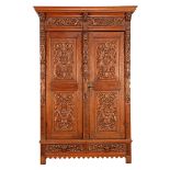 Dutch oak 2-door cupboard with richly carved décor