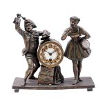 Zamak mantel clock with 2 musicians