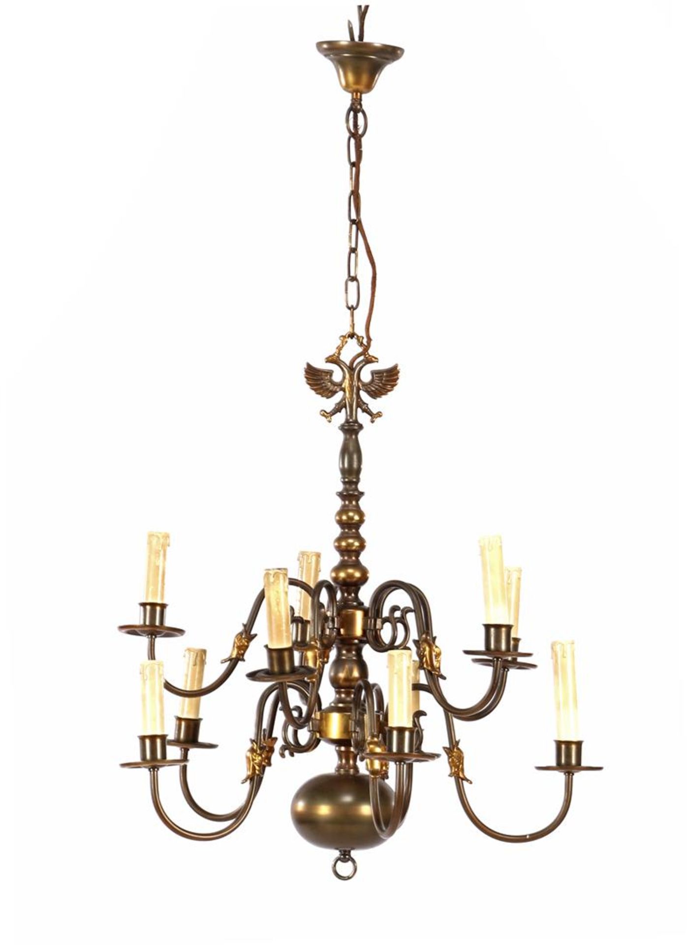 Copper 10-light double chandelier