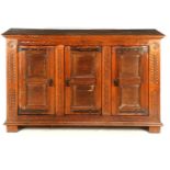 Solid oak buffet with 3 doors, carved decor