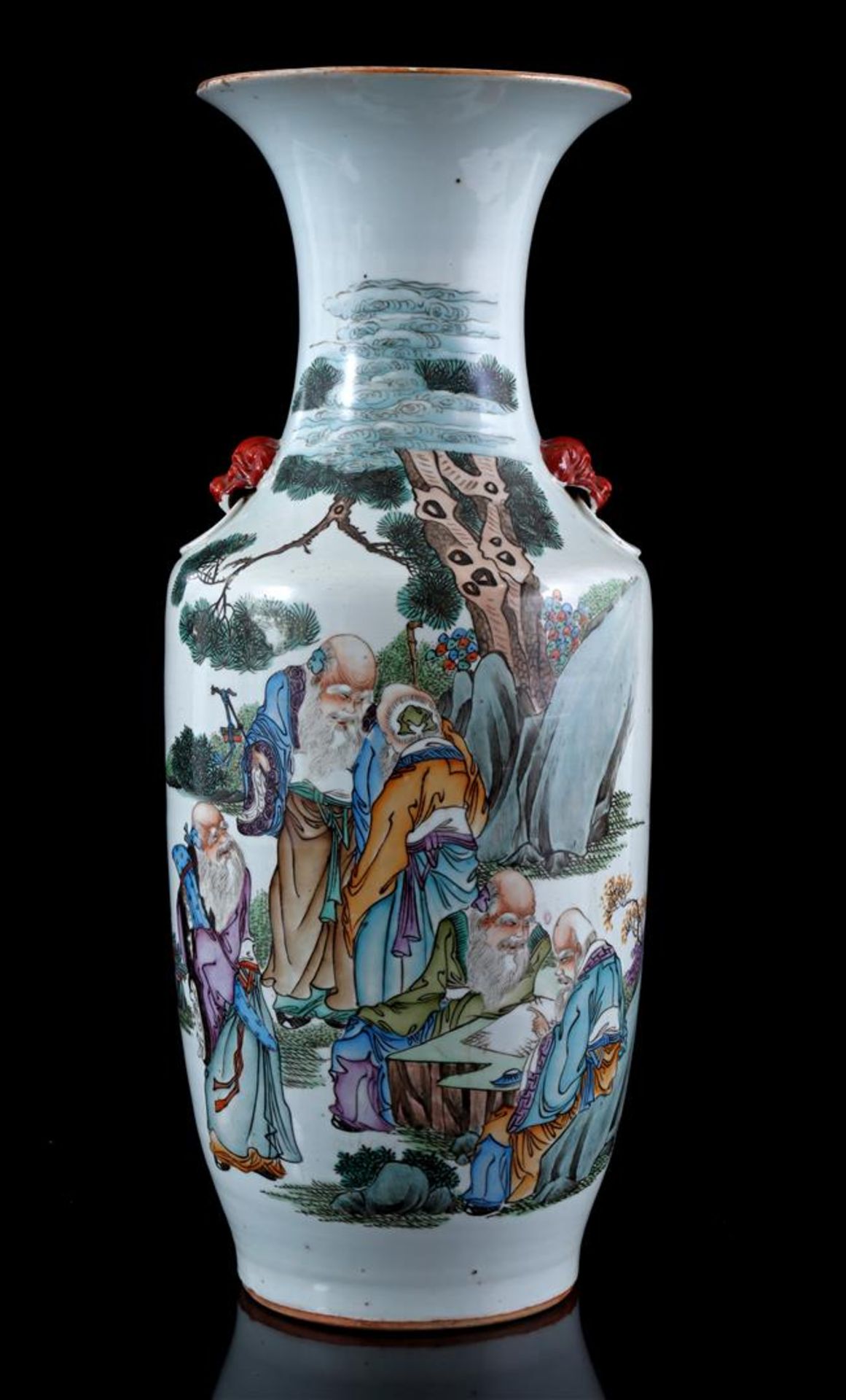 Porcelain vase with philosophers under a tree