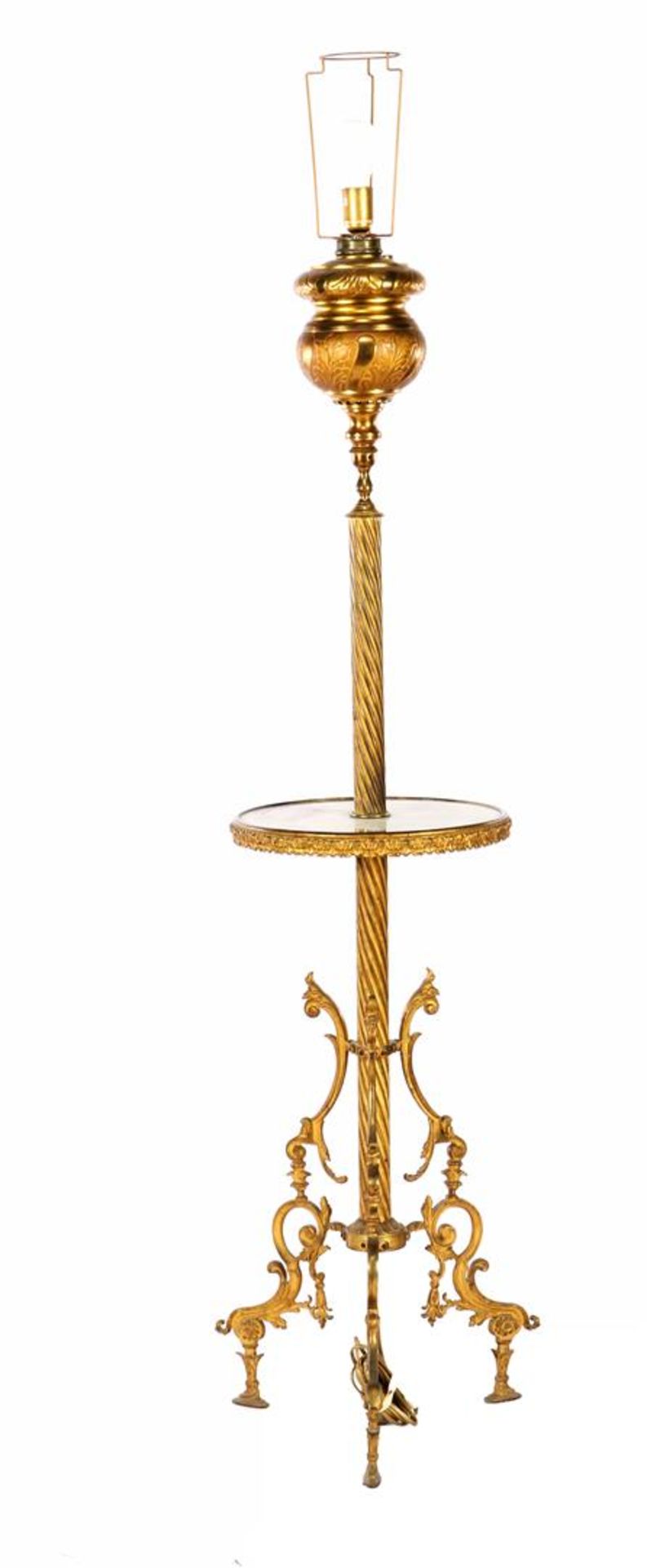 Copper decorated standing table lamp 