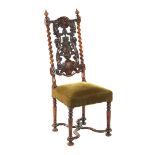 Walnut Baroque style chair with rich stitching