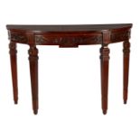 Demi lune wall table with carved frieze in Louis Seize style