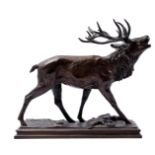 Bronze statue of a bellowing deer