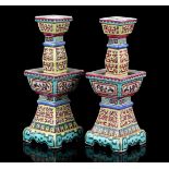 2 polychrome colored candlesticks