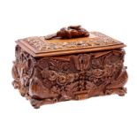 Walnut richly decorated tea chest