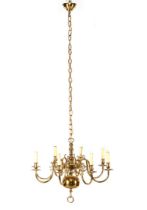 Brass 8-light globe chandelier