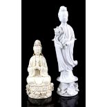 2 porcelain Guanyin figurines