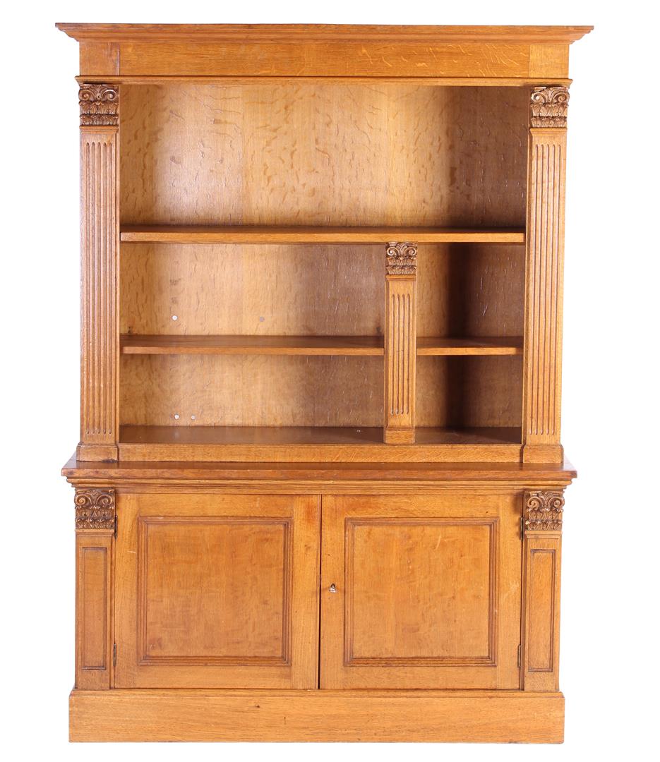 2-part oak bookcase