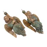 2 wooden polychrome statues