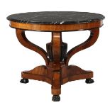 Round mahogany veneer table