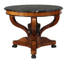 Round mahogany veneer table 