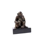 Bronze statue of a monkey