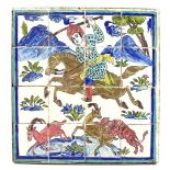 Persian earthenware tile tableau